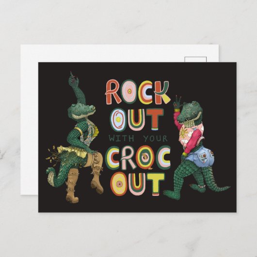 Leuke Crocodillenwoordspeling Rock Uit Met Je Croc Briefkaart (Voorkant / Achterkant)