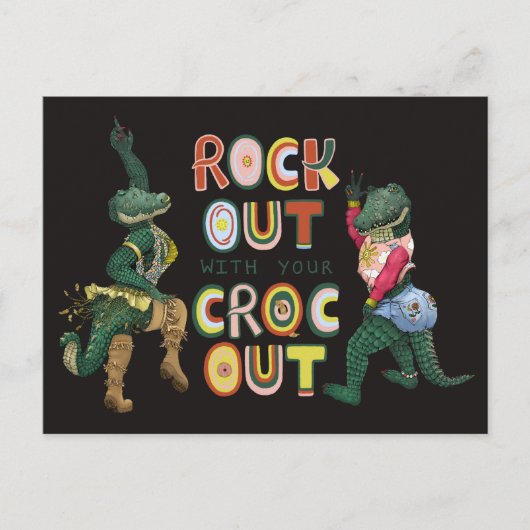 Leuke Crocodillenwoordspeling Rock Uit Met Je Croc Briefkaart (Voorkant)