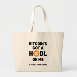 Leuke Crypto BITCOIN HEEFT EEN HOUDGREEP OP MIJ Grote Tote Bag