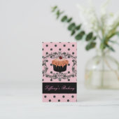 Leuke cupcake polka dot bakkerij visitekaartjes (Staand voorkant)
