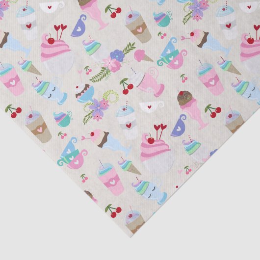 Leuke Cupcake snoepjes Verjaardagsfeestpatroon Tissuepapier (Detail)