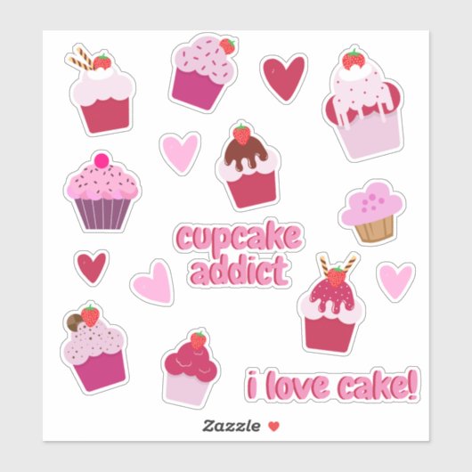 Leuke Cupcakes en Aardbei Shortcakes Stickers (Vel)