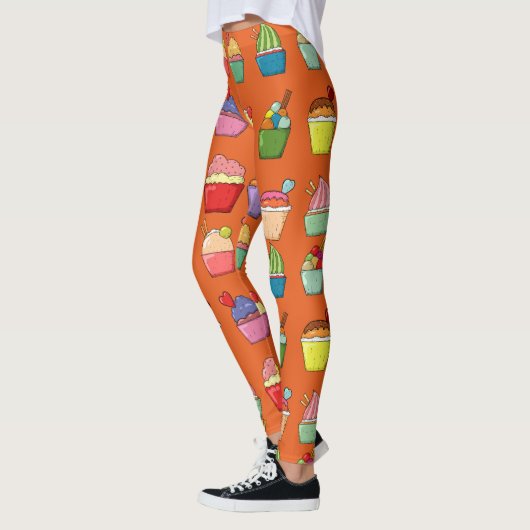 Leuke cupcakes l Dessert Kleurrijk sinaasappel Leggings (Links)
