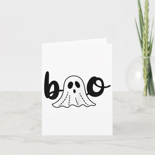 Leuke Cursive Boo Spooky Ghost Halloween Kaart (Voorkant)