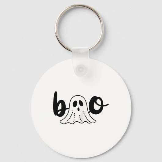 Leuke Cursive Boo Spooky Ghost Halloween Sleutelhanger (Voorkant)