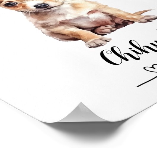 Leuke Custom Chihuahua Poster "Tiny maar Mighty" (Hoek)