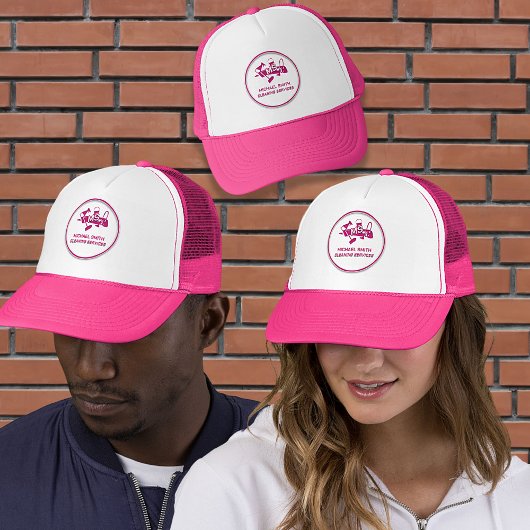 Leuke Custom Cleaning Services Logo Girly Chic Roz Trucker Pet