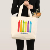 Leuke Custom Crayon Kleuterschool Leraar School Grote Tote Bag (Voorkant (product))