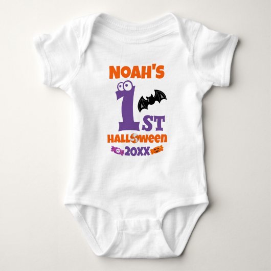 Leuke Custom Eerste Halloween Baby Kind Peuter Romper (Voorkant)