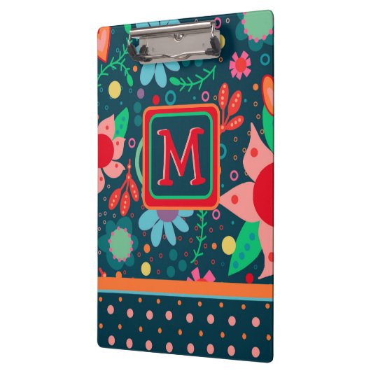 Leuke Custom Flower Stripe Kleurrijke Teacher Init Klembord (Links)