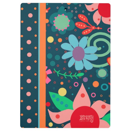 Leuke Custom Flower Stripe Kleurrijke Teacher Init Klembord (Achterkant)