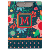 Leuke Custom Flower Stripe Kleurrijke Teacher Init Klembord (Voorkant)