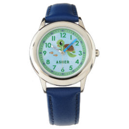 Leuke Custom Groene Schildpad Cartoon Kinder Horlo Horloge