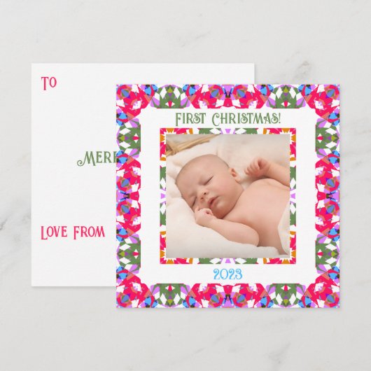 Leuke Custom Holly Jolly Kerstmis Heldere Foto Gif (Voorkant / Achterkant)