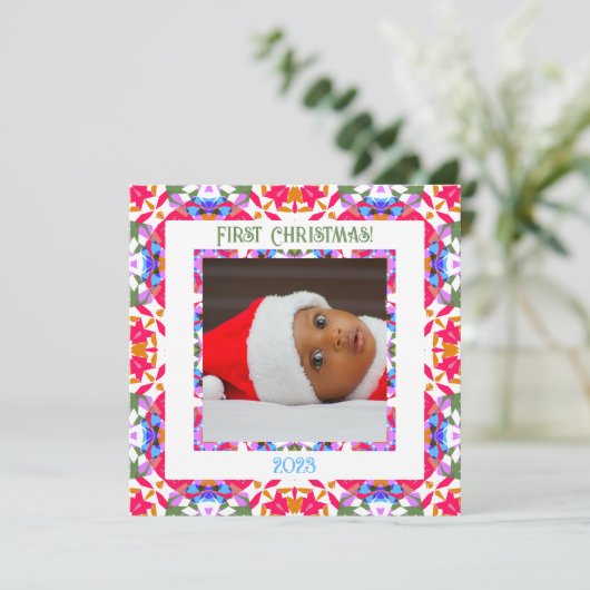 Leuke Custom Jolly Feestelijke Kerst Foto Gift Kaa (Staand voorkant)