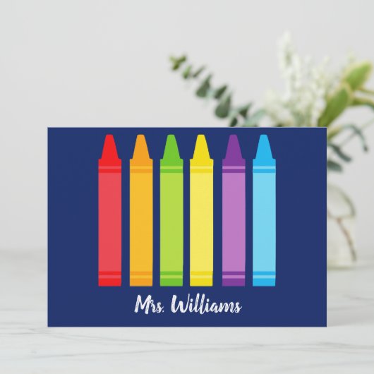 Leuke Custom Kleuterschool Leraar Crayon Kaart (Staand voorkant)