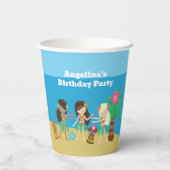 Leuke Custom Luau Beach Hula Meisjes Verjaardagsfe Papieren Bekers (Achterkant)