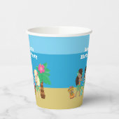 Leuke Custom Luau Beach Hula Meisjes Verjaardagsfe Papieren Bekers (Links)