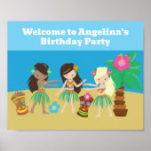 Leuke Custom Luau Beach Hula Meisjes Verjaardagsfe Poster (Voorkant)