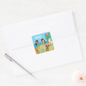 Leuke Custom Luau Beach Verjaardagsfeestje Hula Me Vierkante Sticker (Envelop)