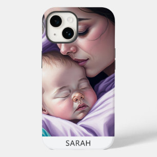 Leuke Custom Name Moeder en Baby Sentimentele Gift Case-Mate iPhone 14 Hoesje