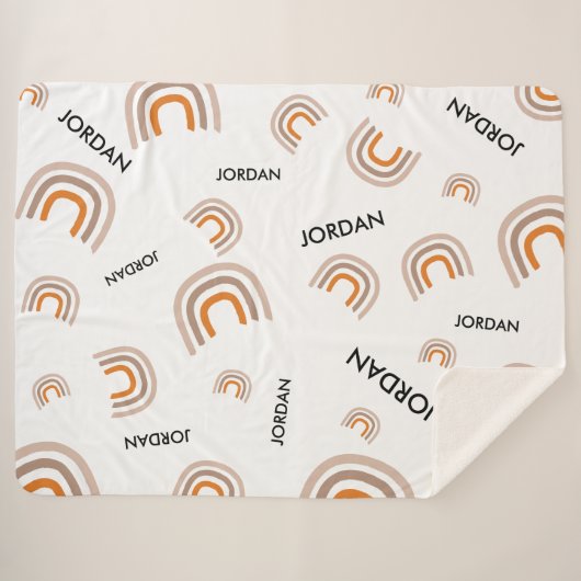 Leuke Custom Nursery Modern Rainbow baby Sherpa Deken (Voorkant (horizontaal))