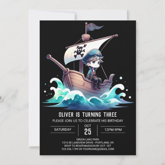 Leuke Custom Pirate Verjaardag Kaart (Voorkant)
