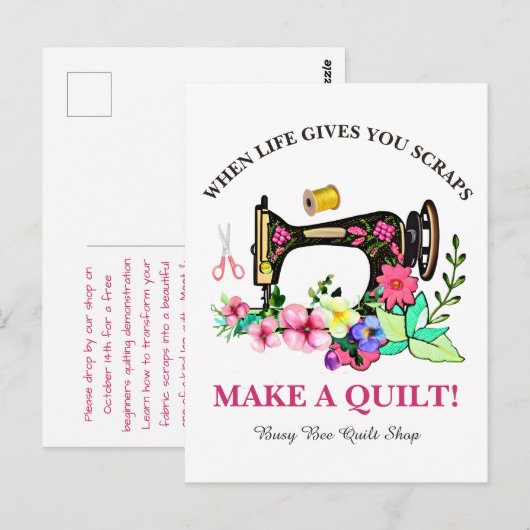 Leuke Custom Quilt Shop Briefkaart (Voorkant / Achterkant)