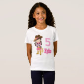 Leuke Custom Roze Cowgirl Verjaardagsfeestje Kinde T-shirt (Voorkant volledig)