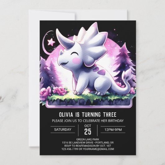 Leuke Custom Triceratops Verjaardag Kaart (Voorkant)