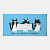 Leuke Custom Zwart Wit Tuxedo Katten Blauw Bureaumat (Keyboard & Muis)