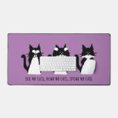 Leuke Custom Zwart Wit Tuxedo Katten Paarse Bureaumat (Keyboard & Muis)