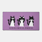 Leuke Custom Zwart Wit Tuxedo Katten Paarse Bureaumat (Voorkant)