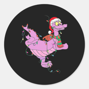 Leuke Cute Draak Beeldmateriaal Lichtjes Kerstmis  Ronde Sticker
