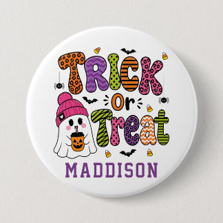 Leuke Cute Geest Aangepaste Naam Kinderen Hallowee Ronde Button 7,6 Cm