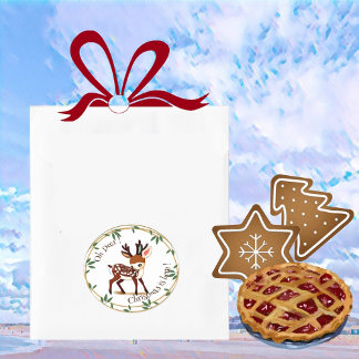 Leuke Cute Hert Cartoon Groene Krans Kerst Kind Ronde Sticker