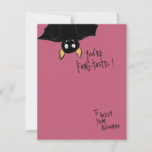 Leuke Cute “Je bent Fang-tastisch” Vleermuis Woord Kaart