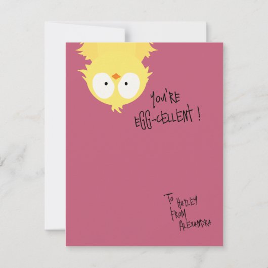 Leuke Cute Kippengrap “Je bent Eicel-lent” Kaart (Achterkant)