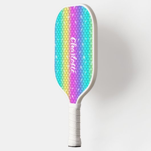Leuke Cute Meisjesachtige Glanzende Regenboog Zeem Pickleball Paddle (Links)