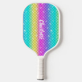 Leuke Cute Meisjesachtige Glanzende Regenboog Zeem Pickleball Paddle (Achterkant)