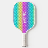 Leuke Cute Meisjesachtige Glanzende Regenboog Zeem Pickleball Paddle (Voorkant)