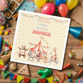 Leuke Cute Rode & Roze Circus Kinderen Verjaardag Servet