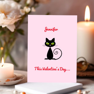 Leuke Cute Valentijn Mijne Zwarte Kat Met Naam Feestdagenkaart