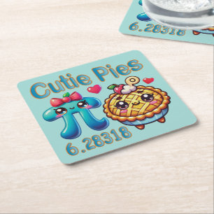 Leuke “Cutie Pies” Schattig Pi-symbool en taart wo Kartonnen Onderzetters