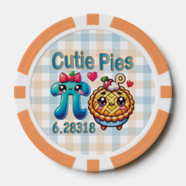 Leuke “Cutie Pies” Schattig Pi-symbool en taart wo Poker Chips