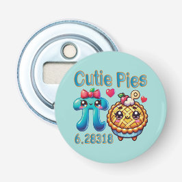 Leuke "Cutie Pies" Schattigee Pi Symbool & Pie Pun Button Flesopener