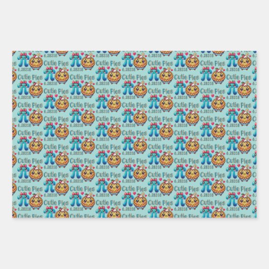 Leuke "Cutie Pies" Schattigee Pi Symbool & Pie Pun Inpakpapier Vel (Voorkant 2)