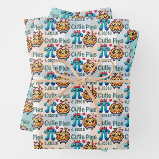 Leuke "Cutie Pies" Schattigee Pi Symbool & Pie Pun Inpakpapier Vel (In situ)