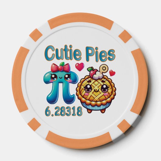 Leuke "Cutie Pies" Schattigee Pi Symbool & Pie Pun Poker Chips (Achterkant)