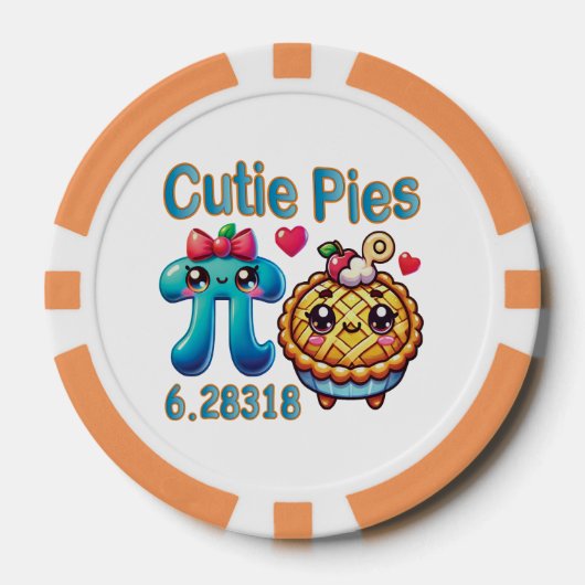 Leuke "Cutie Pies" Schattigee Pi Symbool & Pie Pun Poker Chips (Voorkant)